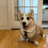 HDKUW Large Dog Wedding Shirt, Dog Tuxedo with Bow Tie, Dogs Wedding Formal Suit, Doggie Prince Gentleman Costume for Medium Large Dogs Khaki L