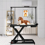 Electric Dog Grooming Table, 50 Inch Hydraulic Pet Grooming Table, Dog Grooming Station with Aluminium Overhead Arm, Anti Slip Tabletop, 6 USB Ports, 300 LBS Capacity