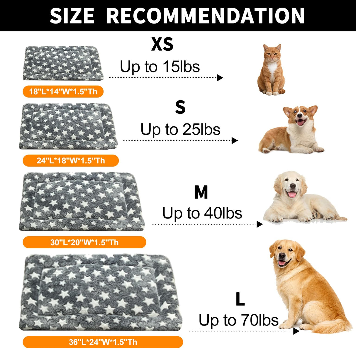 ROFKISS Washable Dog Bed Mat With Anti-Slip Bottom, Deluxe Plush Memory Foam Crate Pad & Waterproof Outdoor Kennel Mat For Dogs & Cats-Durable Crates Beds, Large Medium Small Puppy Size 30" x 20",Gray