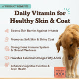 Natural Dog Company Skin & Coat Supplement for Dogs – Omega 3 Salmon Oil, Biotin & Vitamin E Support Shiny Coat, Healthy Skin & Normal Shedding, Promotes Comfort from Occasional Itch, 90 Count