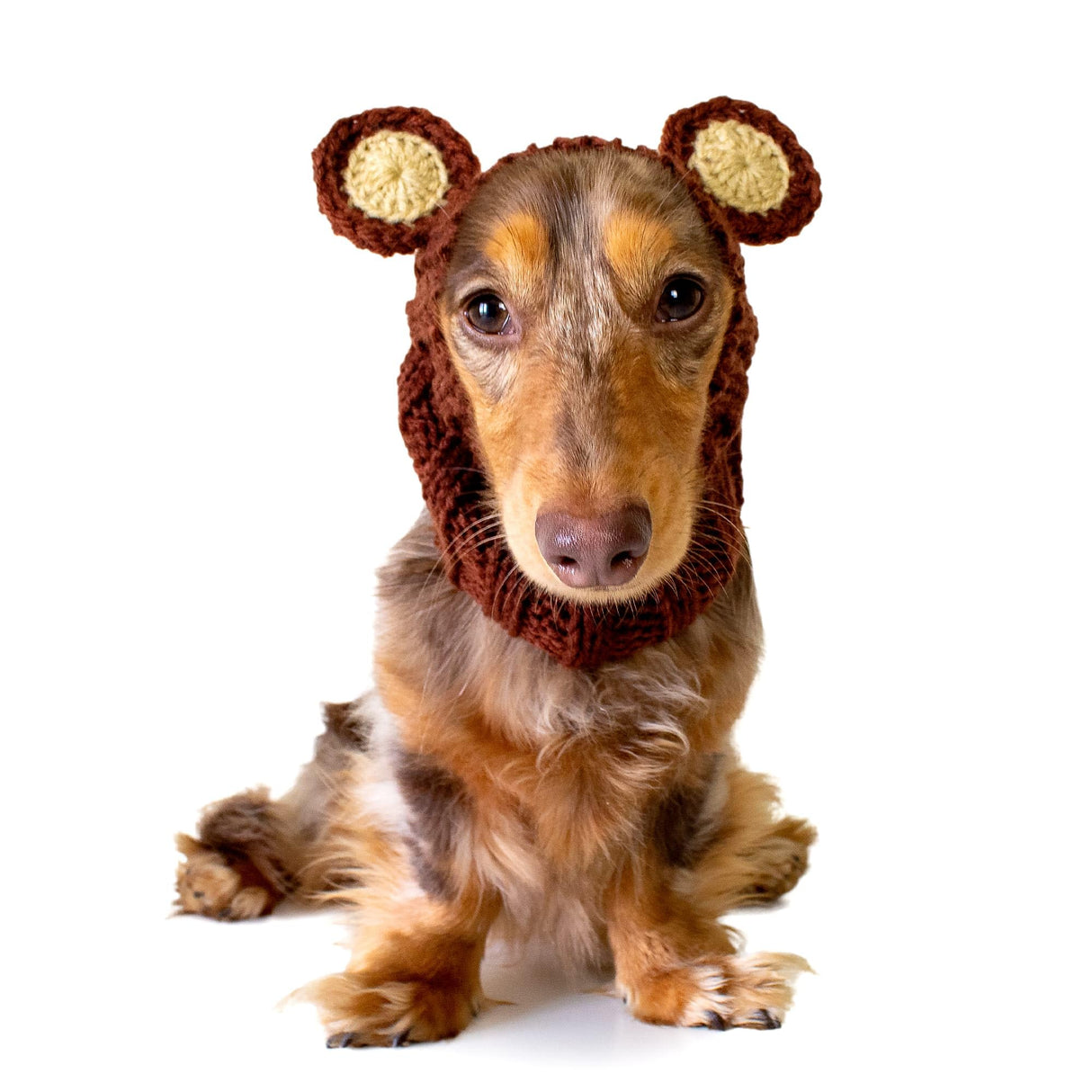 Zoo Snoods Grizzly Bear Costume - Warm Knit Dog Snood Wrap for Pets, Neck Ear Cover Protection, Halloween Winter (Small)