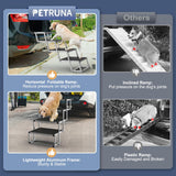 PetRuna Extra Wide Dog Stairs for Large Dogs, Foldable Dog Ramp for Car with Non-Slip Surface, Dogs Stairs for Cars, High Beds, Truck, Supports up to 250 lbs, 4 Steps