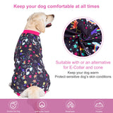 LovinPet Large Dog Pajamas Pitbull PJS: Wound Care/Post Surgery Dog Clothes, Onesies for Dogs, Unicorn Rainbows Black Print, Lightweight Stretchy Knit Pullover Pitbull Jammies, Pet PJ's/L