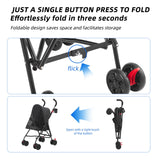 COOLCRAB Pet Stroller Oxford Cloth Foldable Dog Strollers for Small Dogs and Cats Suitable for All Road Surfaces Wide-View Panoramic Window 4 Wheels with Brakes Portable Design, Easy to Store (Blue)