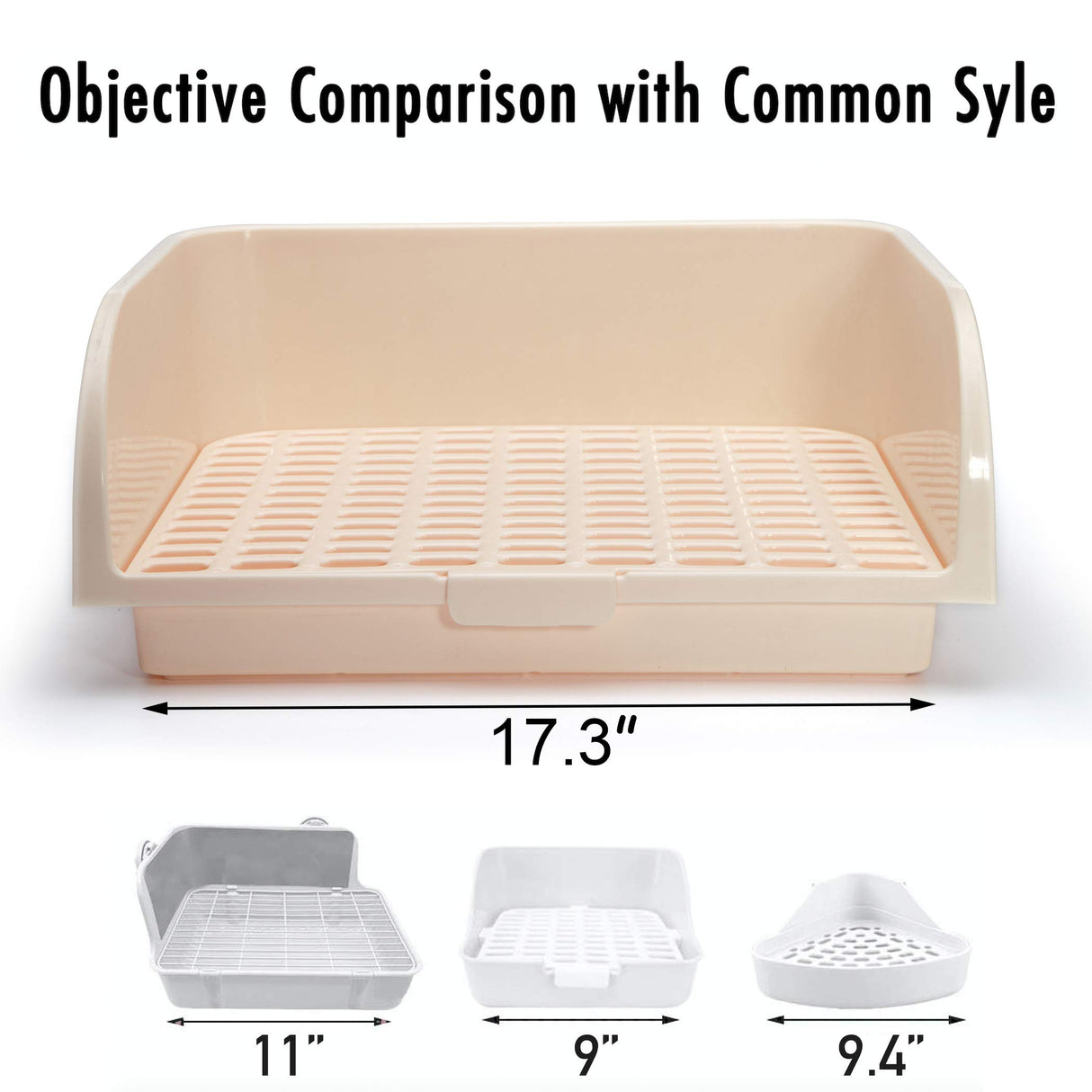 CalPalmy X-Large Rabbit Litter Box with 10PCS Bonus Pads, Drawer, Corner Toilet Box 17.3" x 13" and Bigger Pet Pan for Adult Guinea Pigs, Chinchilla, Ferret, Galesaur, Small Animals