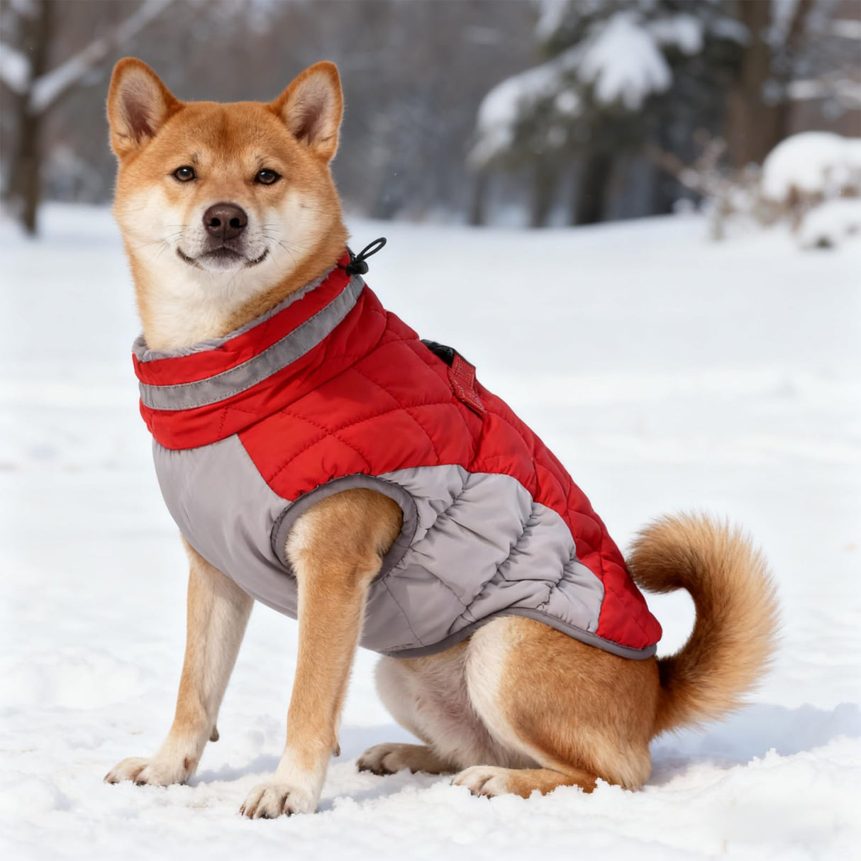 Haofy Dog Winter Coat, Reflective Strip Zipper Windproof Warm Jacket for Small Medium Large Dogs, with Built in Safety Belt for Cold Weather (S)