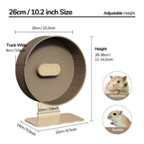 Tafit Quiet Hamster Wheel 10.2 Inch Dual-Bearings Silent Small Animals Running Exercise Wheel Height Adjustable for Syrian Hamsters, Gerbils, Rats, or Other Small Pets, Nut Brown
