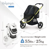ibiyaya The Beast Pet Jogging Stroller for All Terrains, 3-Wheel Dog Carrier with Double Breaks, Zipperless Large Stroller for Running & Hiking, Multiple Small Dogs, Medium Dogs, or Cats (Jet Black)