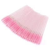 50 Pcs Disposable Mascara Wands, Crystal Eyebrow Spoolies Brush for Eyelash Extensions, Pink Eye Lash and Makeup Brush