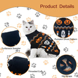 Vehomy 2Pcs Pet Halloween Sweaters Dog Halloween Pumpkin Sweater Kitten Cat Holiday Theme Turtleneck Knitwear Shirt with Pumpkin Skull Patterns Dog Puppy Halloween Costume Clothes for Small Dogs XXL