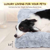 Razyzil Washable Dog Bed for Small to Large Dogs, Calming Anti Anxiety Medium Dog Bed, Deluxe Plush Faux Fur Crate Beds, Comfy Fluffy Kennel Pad Pet Sleeping Mat with Non-Slip Bottom, 41"x27", Gray
