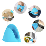 4PCS Silicone Oven Mitts Heat Resistant, Silicone Potholders for Kitchen, Mini Rubber Oven Glove Kitchen Mittens, Cute Cooking Mitts (Blue and Green)