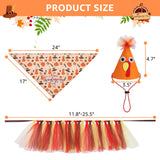 SCENEREAL Thanksgiving Dog Bandana Dress with Hat Set, Pet Turkey Costume for Small Medium Sized Dogs, Cute Tutu Skirt Outfit for Party Halloween