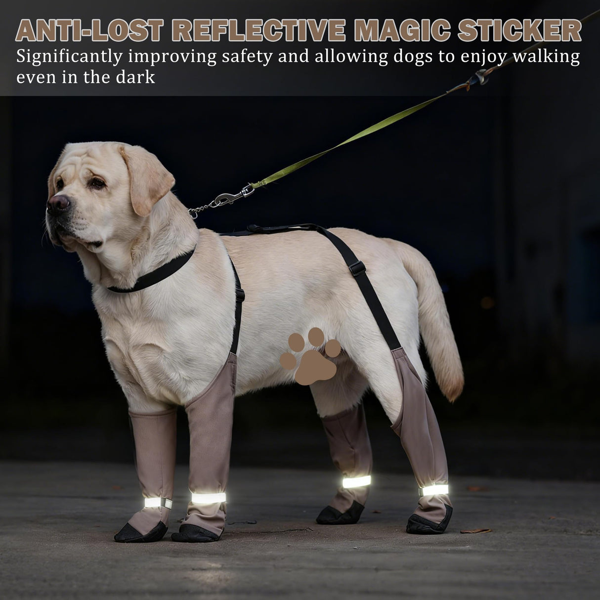 Snugrance Dog Suspender Boots for Small/Medium/Large Dogs, Tall Waterproof Paw Protectors, Anti-Slip & Fall Rain Booties Snow Shoes Leggings, Adjustable Strap Pet Boots for Outdoor Walking Hiking (L)