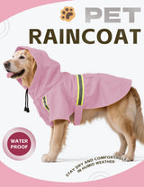 Dog Rain Coat, Waterproof Adjustable Dog Rain Jackets, Reflective Strap Pet Rain Coat with Leash Hole, Hooded Snowproof Windproof Clothes for Small Medium Dog