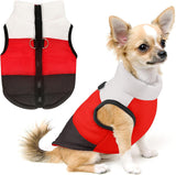 Idepet Pet Dog Cat Coat with Leash Anchor Color Patchwork Padded Puppy Vest Jacket Teddy Chihuahua Costumes Pug Cloth XS S M L(XX-Large,Black)
