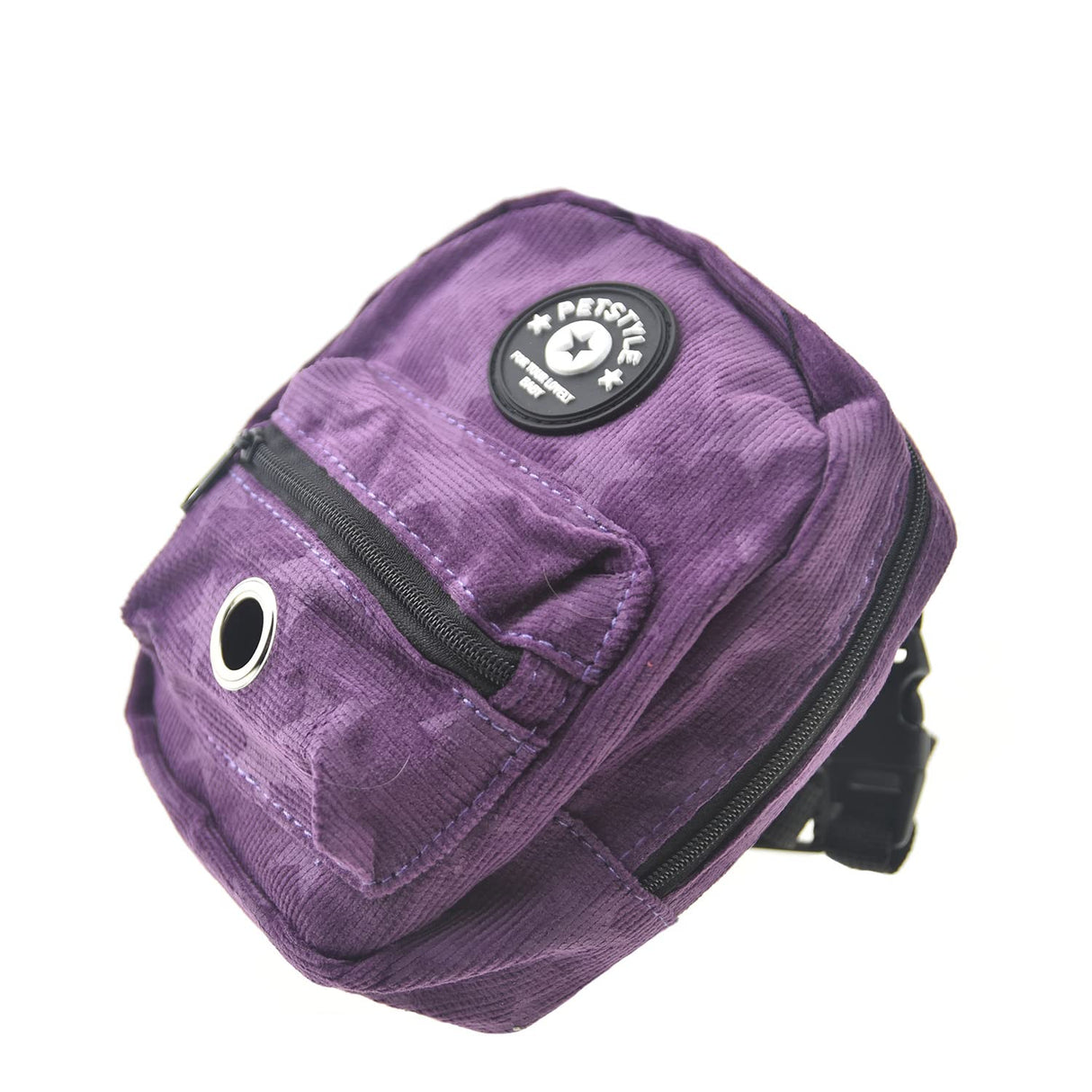 FLAdorepet Dog Backpack Harness with Leash, Dog Poop Bag Dispenser, Pet Self Carrier Adjustable Travel Hiking Walking Harness Backpack for Small Medium Dogs (L(Fit:10-15lb), Purple)