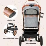 MAMIZO Pet Stroller for Medium Dogs Cats Up to 55 lbs, All-Terrain 3-in-1 Dog Stroller with Detachable Carrier, Rubber Wheels, One-Click Folding, Storage Basket & Cup Holder, for Senior Dogs & Cats