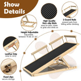 55.11" Adjustable Dog Ramp for Bed - Upgraded Wooden Pet Ramp with Non-Slip Silicone Surface and Side Rails, 6 Height Settings (19.68-27.55"), Holds Up to 250lb, Pet Stairs for Senior & Large Dogs