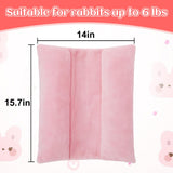 MEWTOGO 15.7" x 14" Bunny Bed for Rabbit Cage - Thickened Soft Prevent Sore Hocks Plush Mat with Cotton Lounger Pillows, Small Animal Flop Mat for Hutch Sleeping Indoor, Pink
