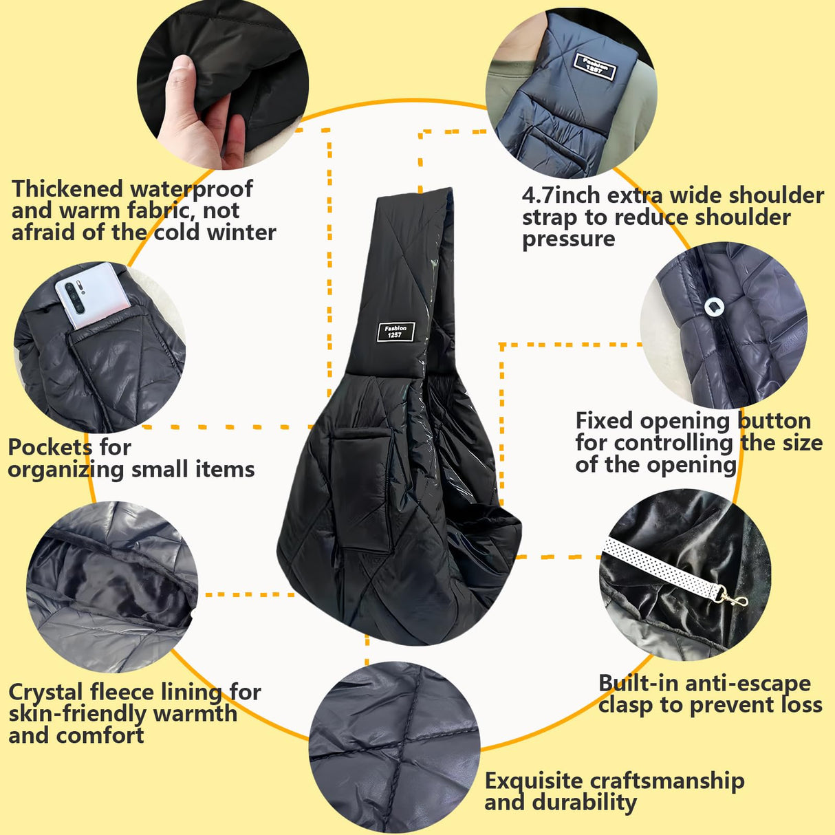 Cat and Dog Sling,Hands-Free Pet Carrier for Puppies,Dog Slings for Small Dogs for Small Pets,Windproof,Warm and Comfortable