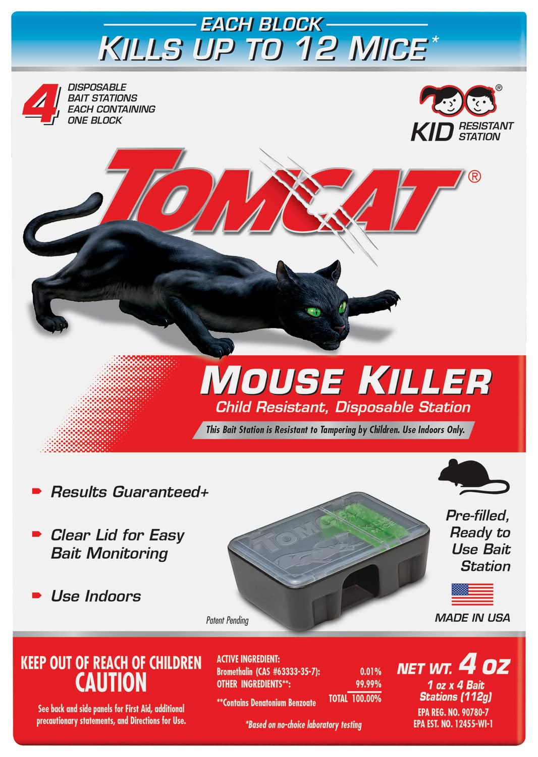 Tomcat Mouse Killer Child Resistant, Disposable Station, 2-Pack (8 Preloaded Stations)