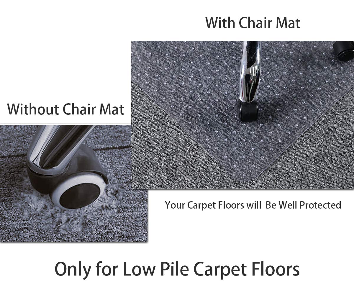 HOMEK Office Chair Mat for Carpet, 46" x 60" Studded Desk Chair Mat for Low Pile Carpeted Floors, Transparent Carpet Protector Mat for Office Chairs