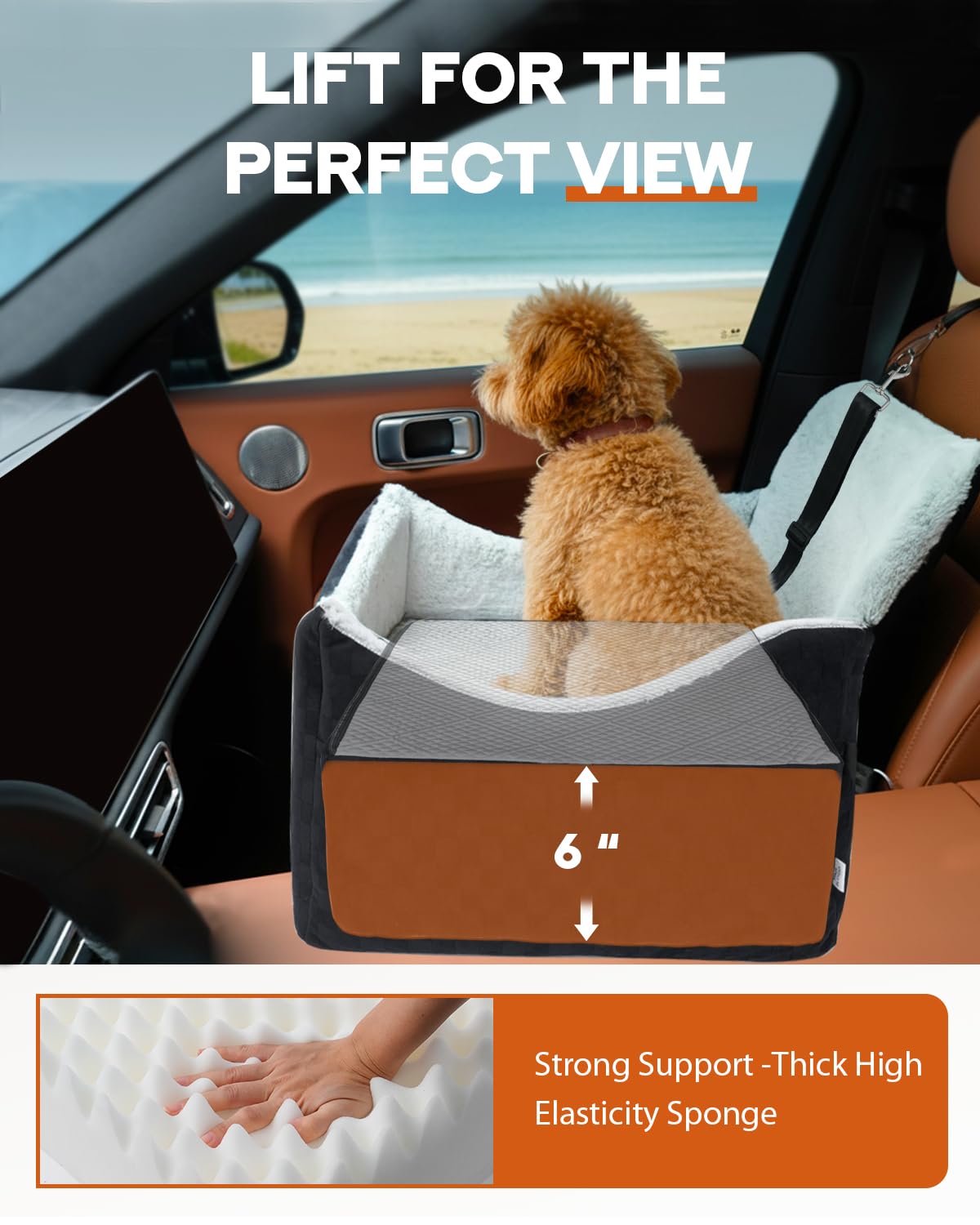 PHCOHIDO Dog Car Seats for Medium Dogs, All-Season Comfort Dog car Seat Boosters Detachable & Washable Pet Dogs Seat for Cars, SUVs, Easy to Install (Black)