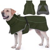 HezzLuv Dog Raincoat, Waterproof Dog Coat with Reflective Straps, Leash Hole & Polar Fleece Lining, Winter Snow Rain Coat for Small, Medium & Large Dogs, Warm, Windproof Vest Jackets