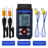 Thermocouple Thermometer Digital K Type Thermometer with 4 Thermocouples, -328~2500℉ Measuring Range HVAC Thermometer Dual Channels Temperature Meter Gauge with LED Backlight & ADJ Compensation