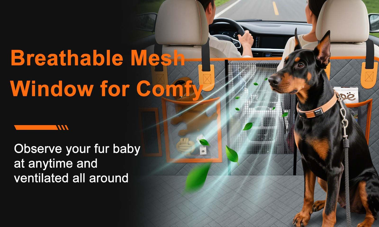 Doglike Military-Grade Dog Car Seat Cover for Back Seat, Hard Bottom Dog Hammock for Car, Pet Bed Extender for 2-4 Large Dogs, Waterproof Seat Protector, L Size Fits for SUV Medium Truck