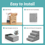 COZY KISS Dog Stairs for Small Dogs, 4 Tier Removable Pet Stairs for Couch and Bed, 17.7" H Dog Steps for Old Cats, Puppy, Small Dogs, 15.7x23.6x17.7 inch, Gray