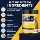 BFDEREN Dog Allergy Chews Probiotics for Dogs Yeast, Itchy Skin and Itchy Ears Itch Relief Immune Pre Probiotic Chews for Pet Digestive Health Anti Itch