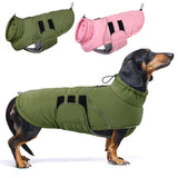ASENKU Extra Warm Dog Coat - Winter Fleece Jacket with Reflective Adjustable Zippered Leash Hole for Medium Dogs (Green, L)