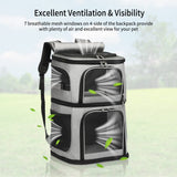 Double Cat Carrier, Cat Backpack Carrier for 2 Cats, Multi Dog Backpack, Two Cat Carrier with 7 Ventilation Windows, Built-in Frame and Support Plate, Safety Straps, Collapsible, Perfect for Travel