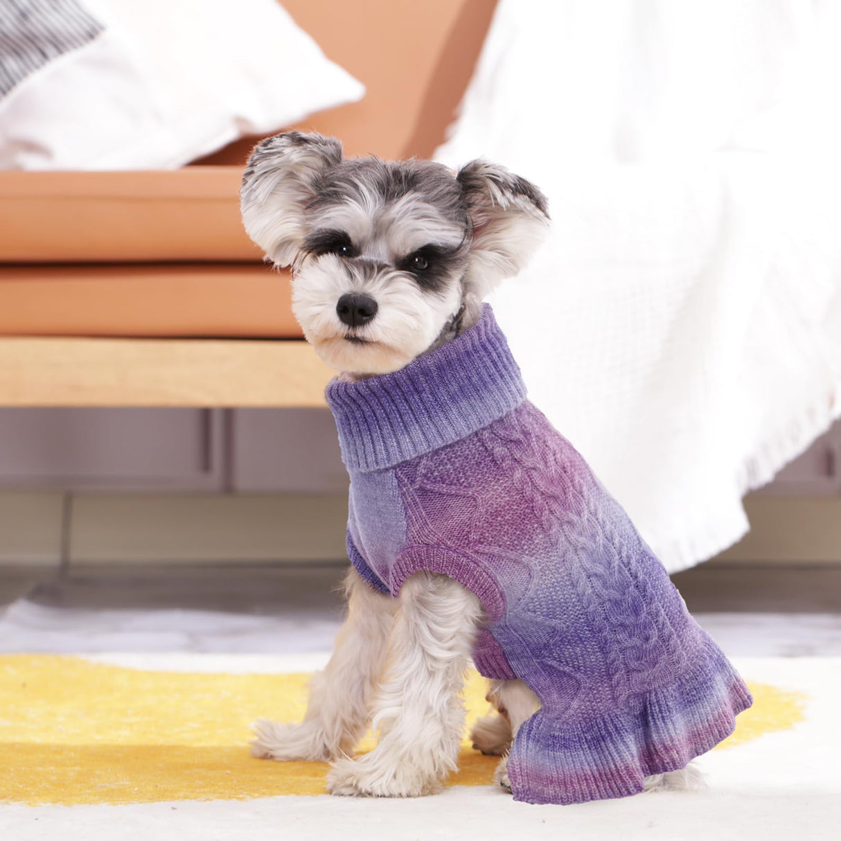 QBLEEV Custom Puppy Turtleneck Sweater Dresses - Soft, Warm, Medium Winter Fall Pet Sweaters for Dogs, Customizable Turtleneck Christmas Sweaters, Holiday Doggie Vests for Girls & Boys