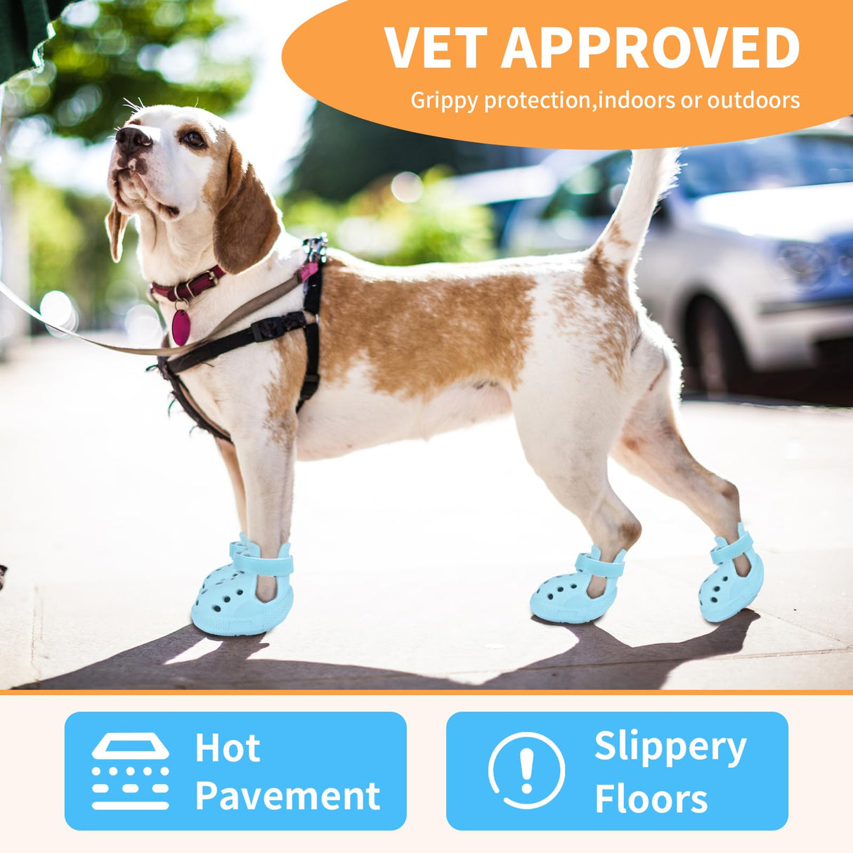 Dog Shoes, Dog Sandals for Hot Pavement, Water-Resistant Breathable Boots, Non-Slip Paw Protectors, Adjustable Straps Dog Rain Booties for Summer Beach and Rainy Day(Blue)