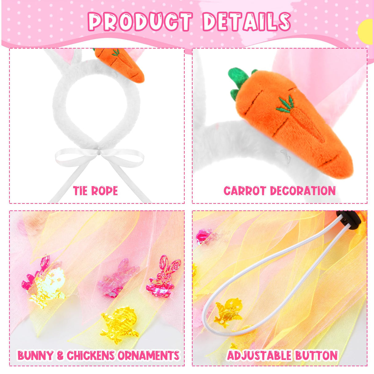 Huhumy 6 Pcs Adjustable Dog Easter Costumes Include Bunny Ears and Chick Headband Dog Bandana Easter Collar Tulle Tutu for Small Medium Pet Birthday Holiday Party Accessories