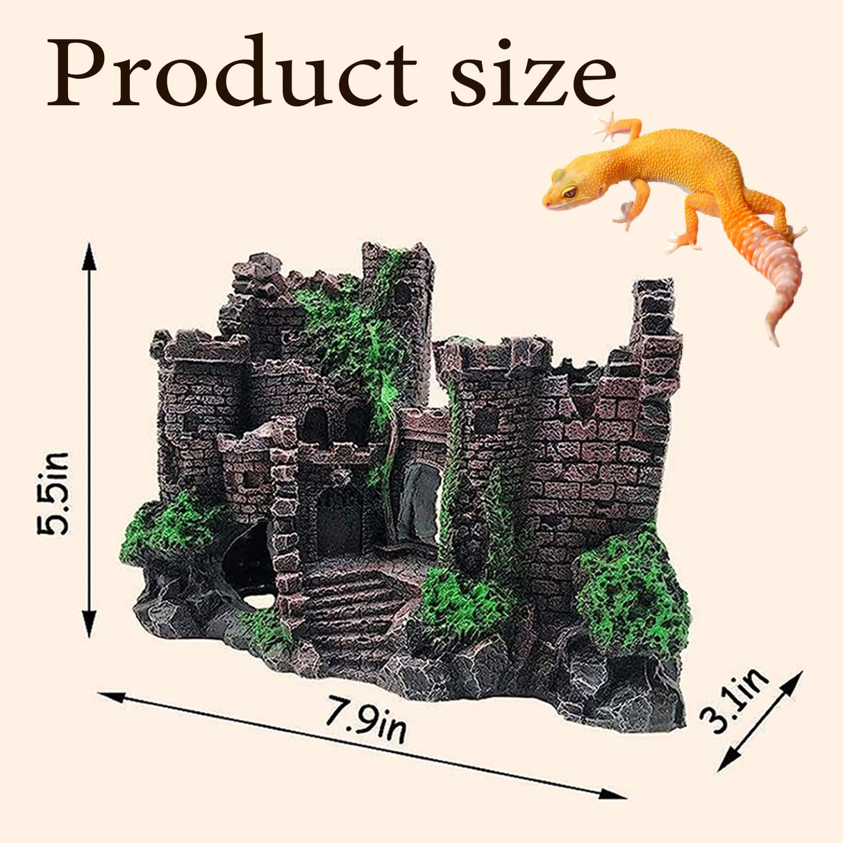 MUYG Tank Accessories for Bearded Dragon Include Resin Classical Castle Reptile Hammocks Climb Habitat Hanging Jungle Vines Flexible Leaves Climbing Decor for Chameleon Lizard Gecko Spider(6 PCS)