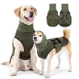 JOHNBOLIN Dog Anxiety Jacket, Dog Shirt with Turtleneck, Breathable Calming Vest, Indoor and Outdoor Separated Pet Jacket (Military Green, Medium)