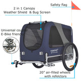 DOGGYHUT® Premium Large Pet Bike Trailer for Medium or Large Dog, Up to 78 lbs,Dog Bicycle Carrier,Low Center of Gravity,Easy Folding Frame (Blue)