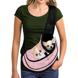 COEQINE Dog Sling for Medium Dogs Puppy Carrier Sling Corgi Paw Print Pet Crossbody Purse Zipper Front Facing Dog Pouch Soft for Small Breeds Cats Dogs Walking Breathable Mesh Satchel