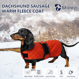 Dachshund Coat Dog Coats for Dachshunds Dachshund Winter Jacket with Padded Fleece Outdoor Dog Clothes with Adjustable Bands - Orange - M
