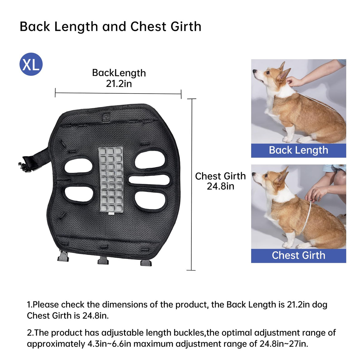 Wakytu Dog Lift Harness for Small Dogs,Dog Backpack Carrier,Adjustable Padded Breathable Straps for Dogs, Disabled, Joint Injuries, Arthritis,XL(24-35LBS)