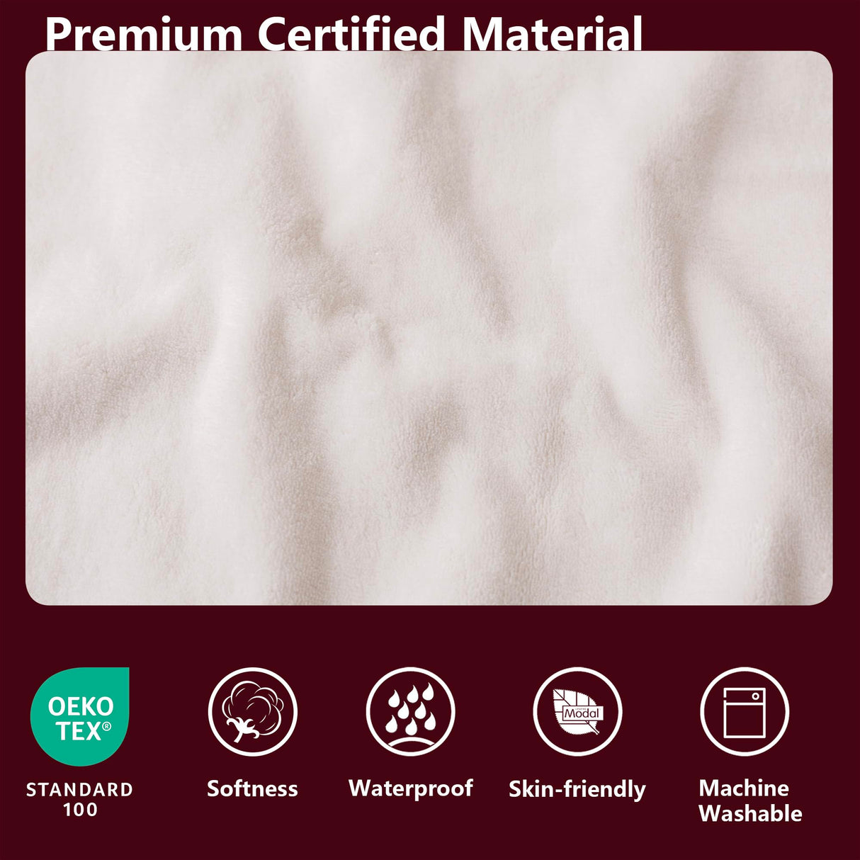 Tuffeel Waterproof Blanket for Bed King Size, Leak Proof Dog Couch Blankets Reversible, Pet Throw Sofa Furniture Protector Machine Washable-82 x108,Burgundy Red+Cream