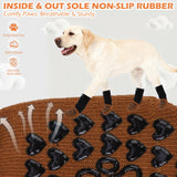 EXPAWLORER Anti Slip Dog Socks to Prevent Licking Paws, Winter Snow Dog Boots & Paw Protectors Booties for Hardwood Floors with Heart Grippers, Dog Shoes for Small Medium Large Senior Dogs Brown M