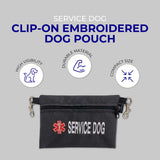 ActiveDogs Service Dog Bag with Zipper - 7" x 5" Clip-On Pouch with Embroidered Red Medical Alert Symbol for Easy Identification & Storage - Service Dog Accessory for Harness, Vest & More
