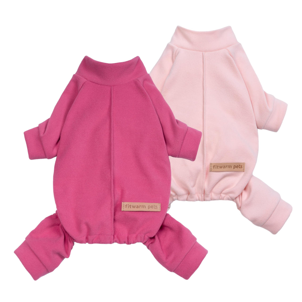 Fitwarm 2 Pack Lightweight Fleece Dog Pajamas, Warm Winter Clothes for Small Dogs Girl, Cozy Pet Onesie with Feet, Medium Violet Red, Light Pink, XXL