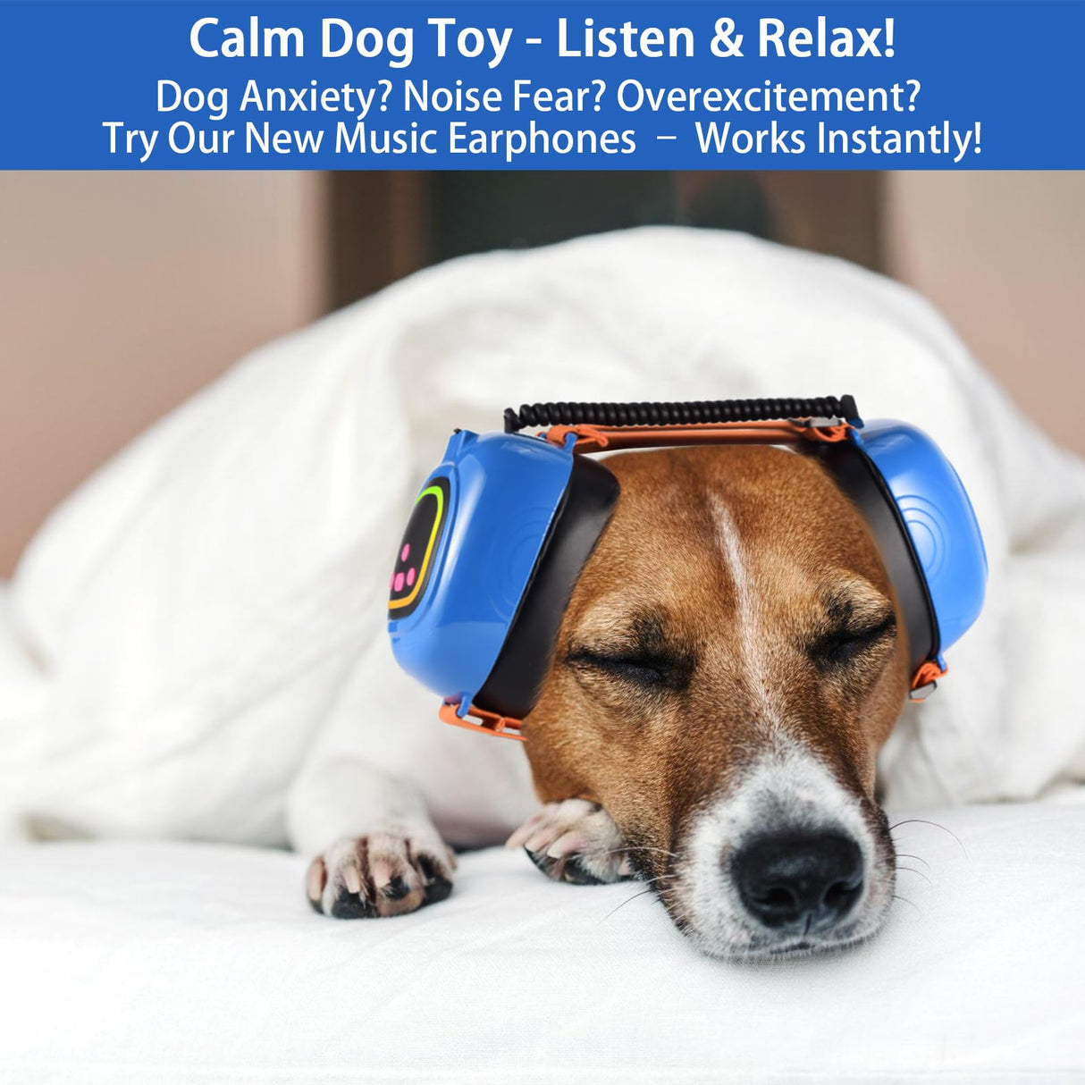 Famikako Dog Music Headphones for Anxiety Relief Fireworks Thunder Noise Blocking Earmuffs with Sound Isolation Calming Classical ASMR Music for Dogs – Pet Ear Muffs (Blue, S)