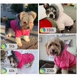 PETLESO Dog Coat for Small Dogs, Winter Pet Warm Jacket Cold Weather Windproof Puffer Jacket with Leash Hole, Button Fixable Hat, Pink XXL